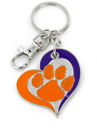 WHOLESALE CLEMSON SWIRL HEART KEYCHAIN