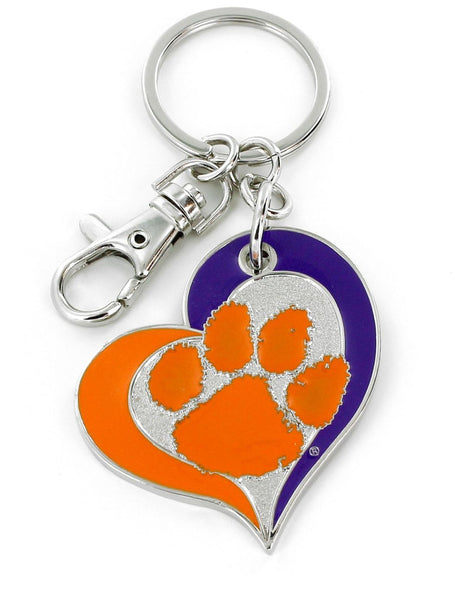 WHOLESALE CLEMSON SWIRL HEART KEYCHAIN