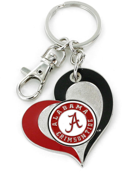 WHOLESALE ALABAMA SWIRL HEART KEYCHAIN