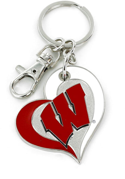 WHOLESALE WISCONSIN SWIRL HEART KEYCHAIN