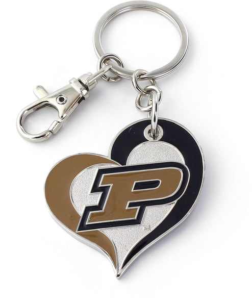 WHOLESALE PURDUE SWIRL HEART KEYCHAIN