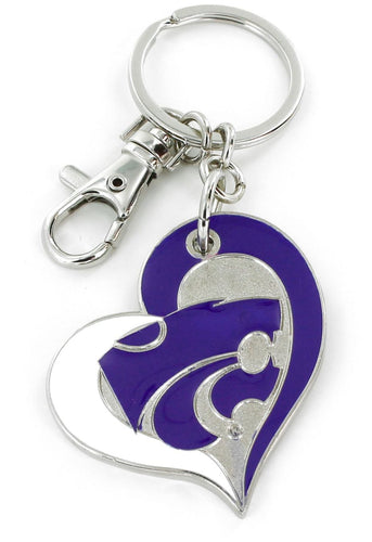 WHOLESALE KANSAS STATE SWIRL HEART KEYCHAIN