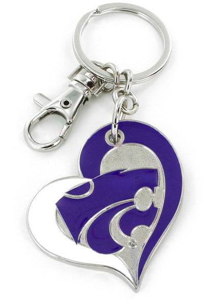 WHOLESALE KANSAS STATE SWIRL HEART KEYCHAIN