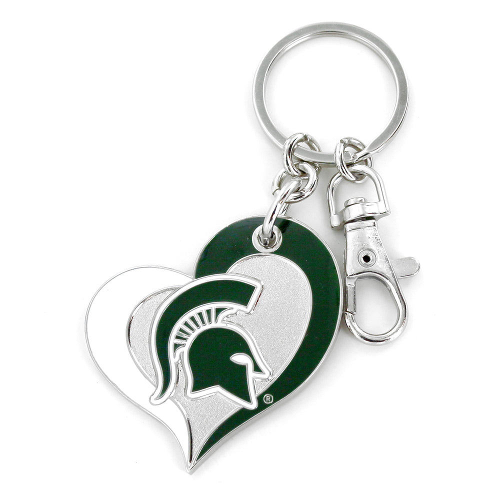 MICHIGAN STATE SWIRL HEART KEYCHAIN