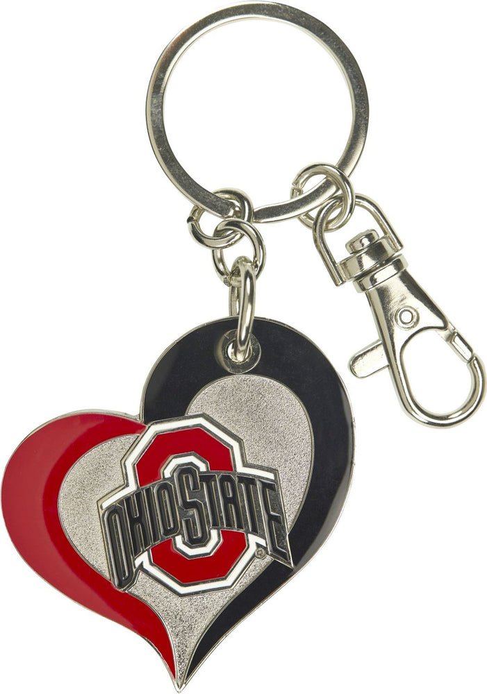 OHIO STATE SWIRL HEART KEYCHAIN
