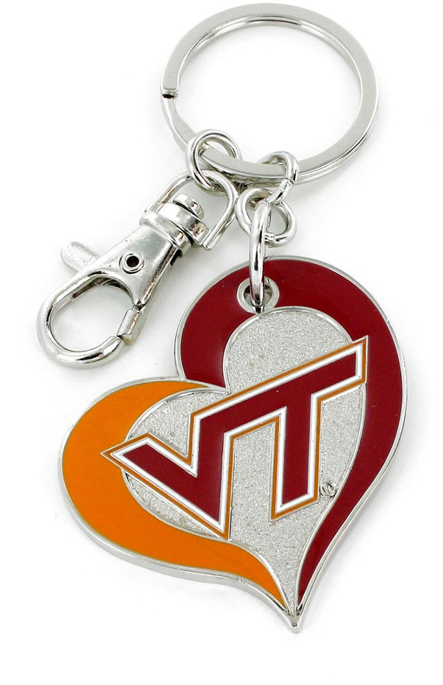 WHOLESALE VIRGINIA TECH SWIRL HEART KEYCHAIN