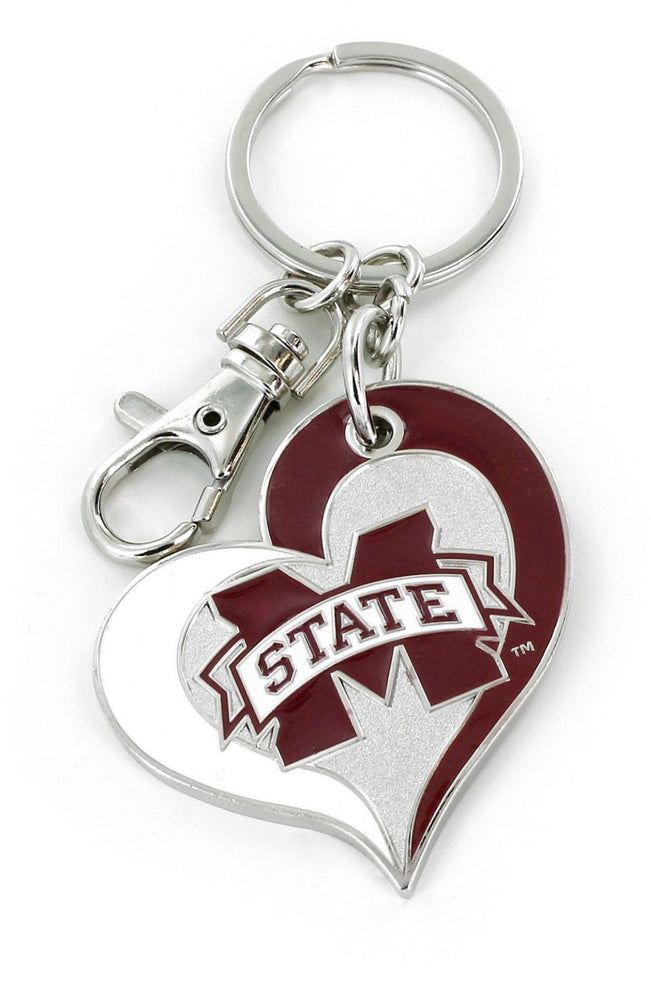 WHOLESALE MISSISSIPPI STATE SWIRL HEART KEYCHAIN