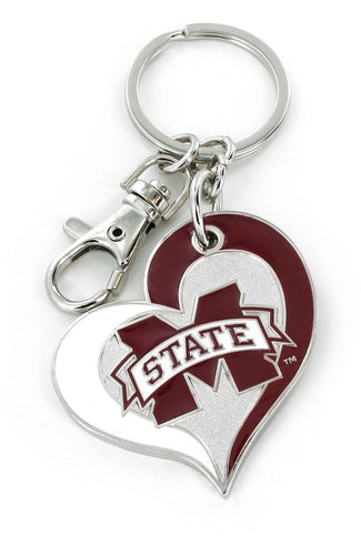 WHOLESALE MISSISSIPPI STATE SWIRL HEART KEYCHAIN
