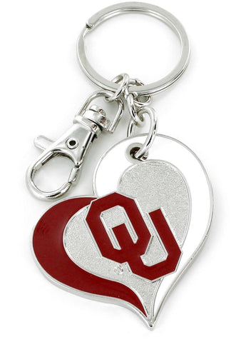 WHOLESALE OKLAHOMA SWIRL HEART KEYCHAIN