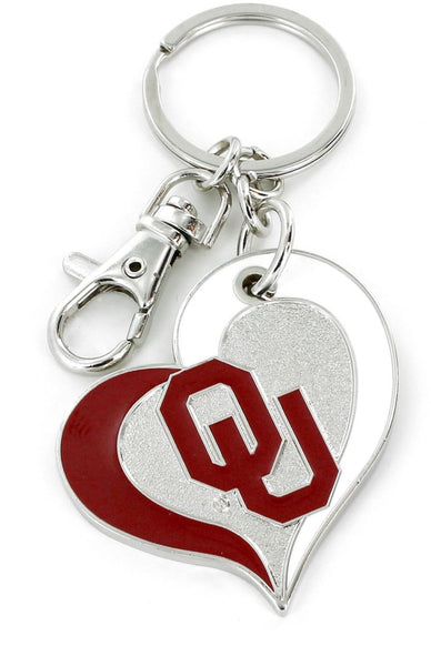 WHOLESALE OKLAHOMA SWIRL HEART KEYCHAIN