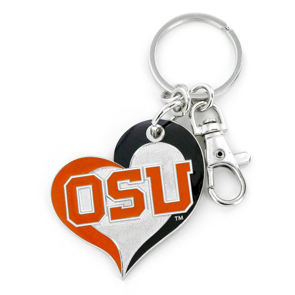 WHOLESALE OREGON STATE SWIRL HEART KEYCHAIN