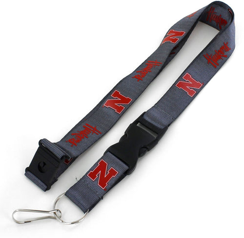 WHOLESALE NEBRASKA (CHARCOAL) TEAM LANYARD