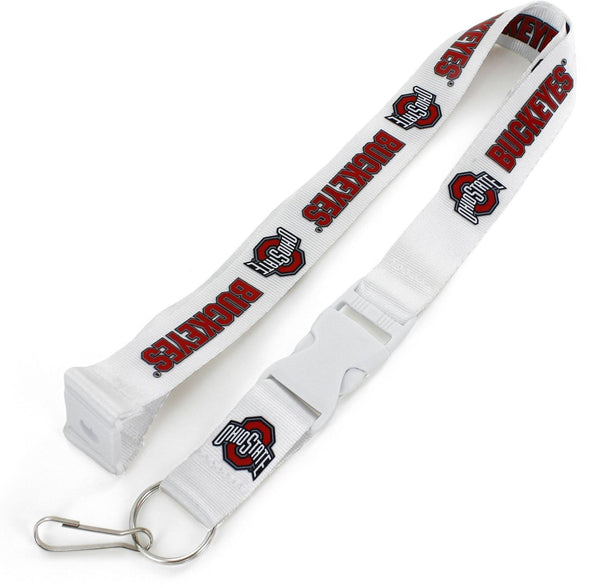 WHOLESALE OHIO STATE (WHITE W/WHT BUCKLE) LANYARD