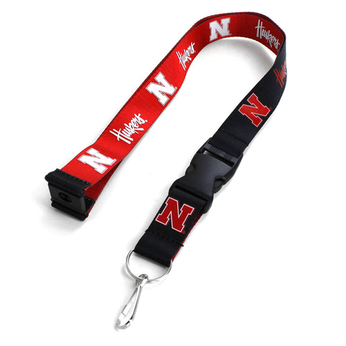 WHOLESALE NEBRASKA (BLACK/RED) REVERSIBLE LANYARD