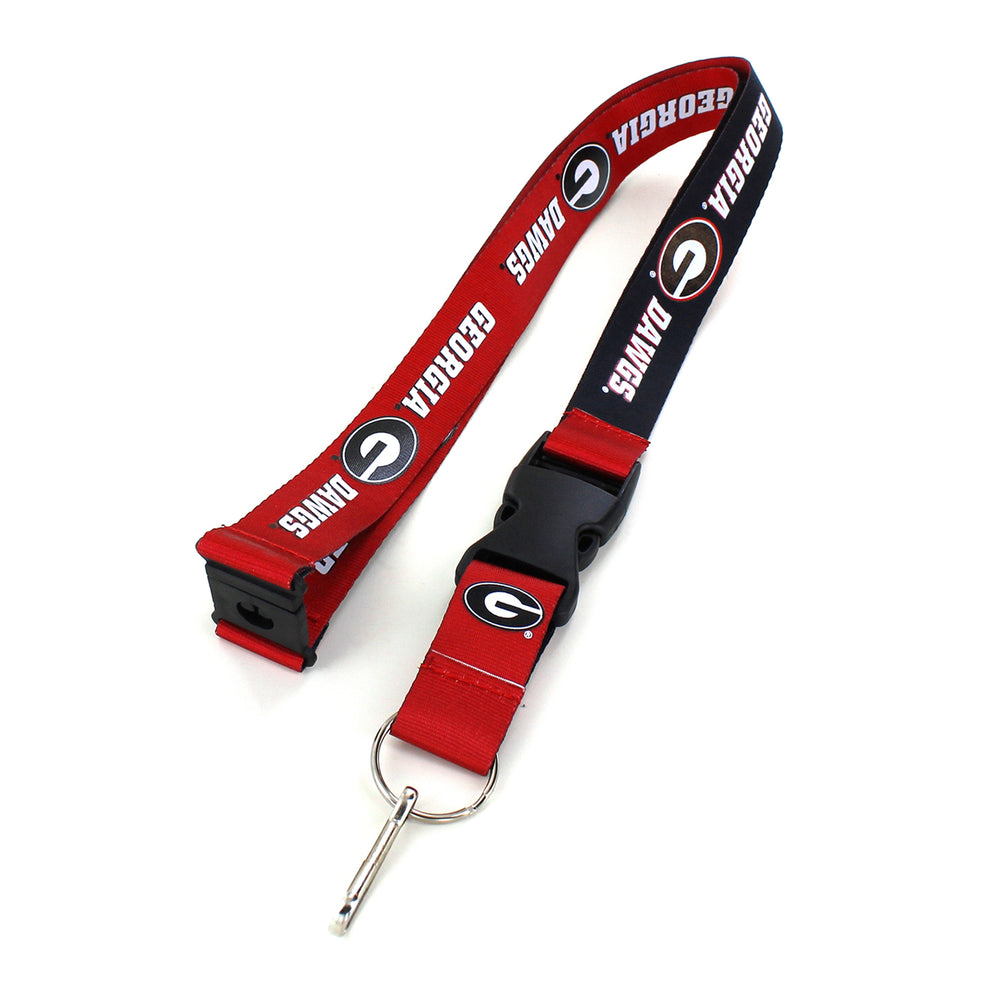 WHOLESALE GEORGIA (BLACK/RED) REVERSIBLE LANYARD