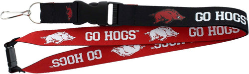 WHOLESALE ARKANSAS (BLACK/RED) REVERSIBLE LANYARD