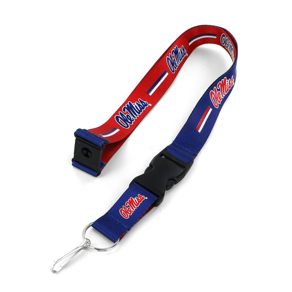 WHOLESALE OLE MISS (BLUE/RED) REVERSIBLE LANYARD