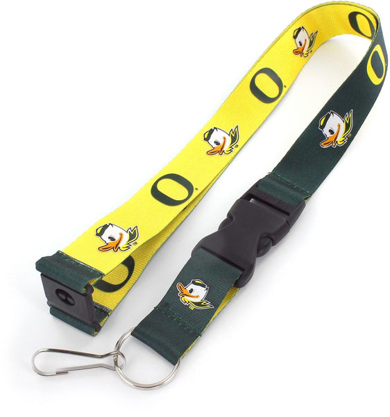 WHOLESALE OREGON 'FIGHTING DUCK' (GREEN & YELLOW) REVERS LANYARD