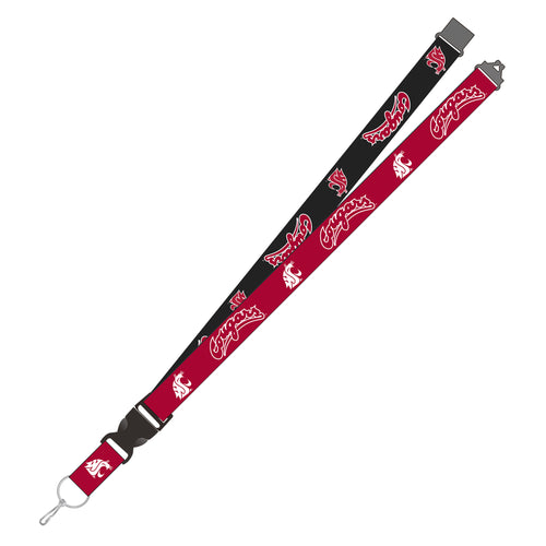 WHOLESALE WASHINGTON STATE (BLACK/RED) REVERSIBLE LANYARD