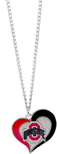 WHOLESALE OHIO STATE SWIRL HEART NECKLACE