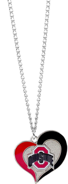 WHOLESALE OHIO STATE SWIRL HEART NECKLACE