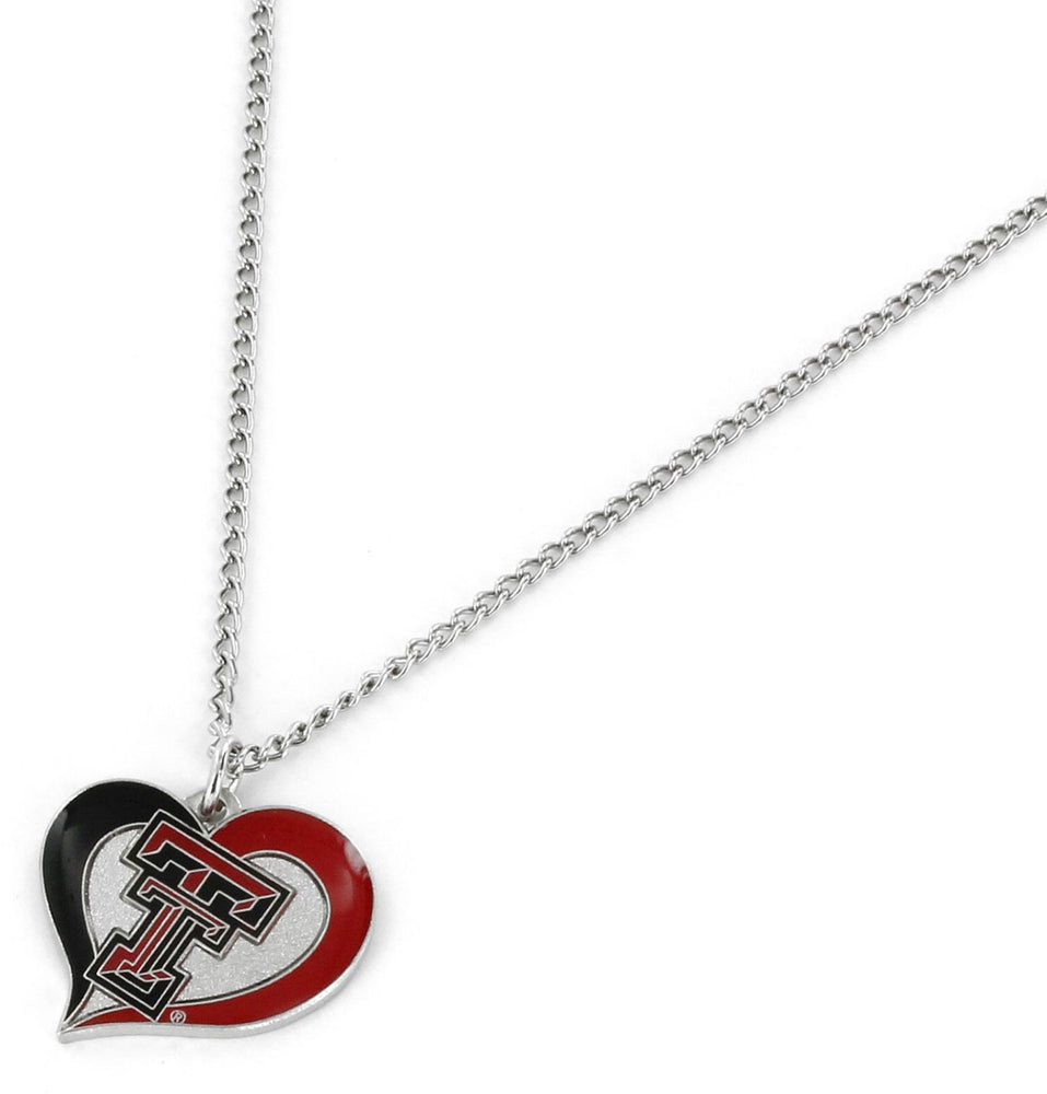 WHOLESALE TEXAS TECH SWIRL HEART NECKLACE