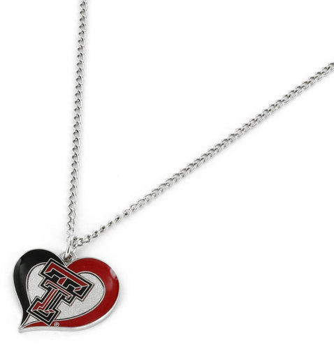WHOLESALE TEXAS TECH SWIRL HEART NECKLACE