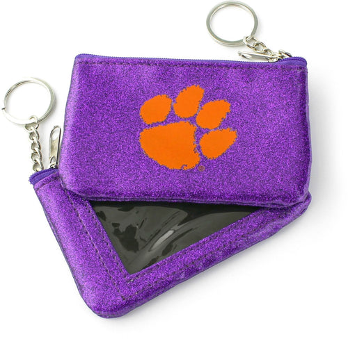 WHOLESALE CLEMSON (PURPLE) SPARKLE COIN PURSE (OC)