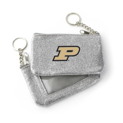 WHOLESALE PURDUE (SILVER) SPARKLE COIN PURSE (OC)
