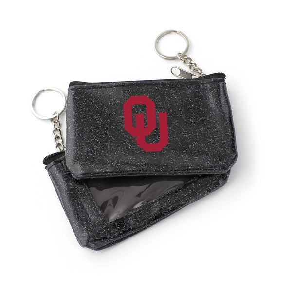 WHOLESALE OKLAHOMA (BLACK) SPARKLE COIN PURSE (OC)