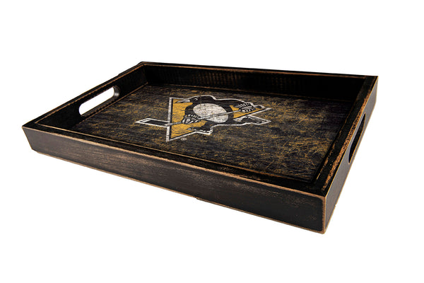 Wholesale NHL / H0760-Distressed Tray w Team Color / H0760-Pittsburgh Penguins