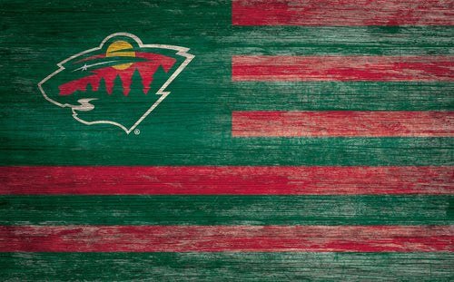 Wholesale NHL / H0940-American Flag 11x19 / H0940-Minnesota Wild
