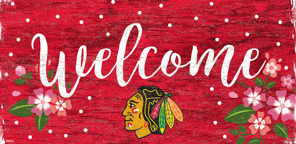 Wholesale NHL / H0964-Welcome Floral 6x12 / H0964-Chicago Blackhawks