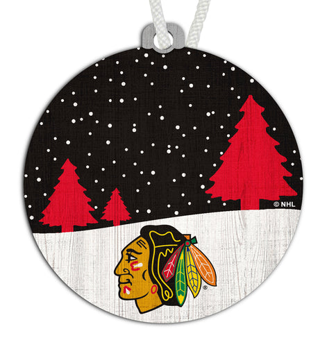 Wholesale NHL / H0978-Snow Scene Ornament / H0978-Chicago Blackhawks