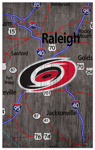 Wholesale NHL / H0985-City Map 11x19 / H0985-Carolina Hurricanes