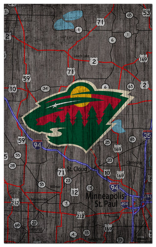Wholesale NHL / H0985-City Map 11x19 / H0985-Minnesota Wild
