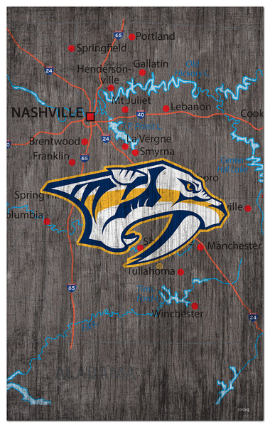 Wholesale NHL / H0985-City Map 11x19 / H0985-Nashville Predators