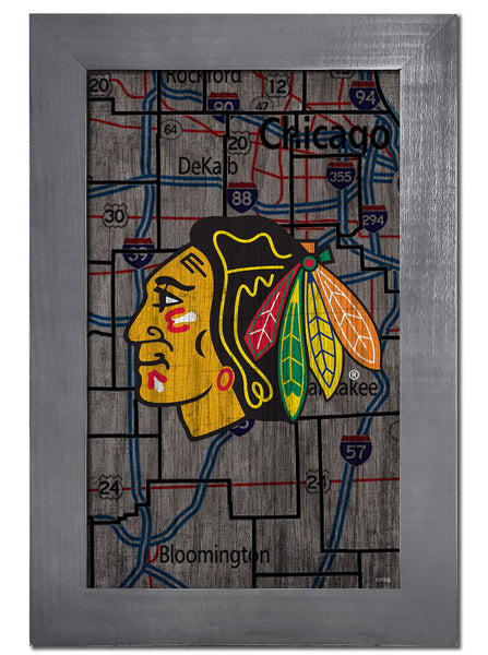 Wholesale NHL / H0985F-City Map 11x19 / H0985F-Chicago Blackhawks