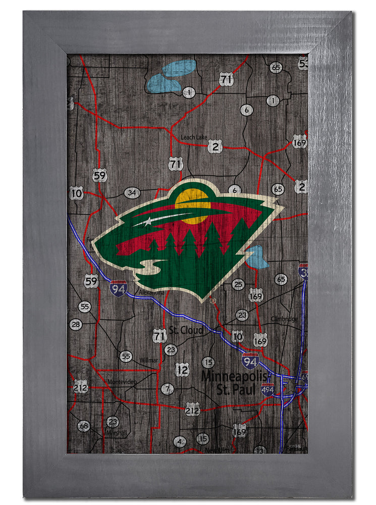 Wholesale NHL / H0985F-City Map 11x19 / H0985F-Minnesota Wild