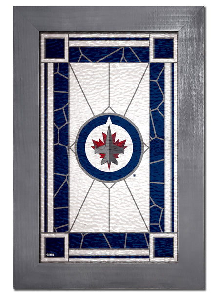 Wholesale NHL / H1017F-Stained Glass with frame / H1017-Winnipeg Jetss