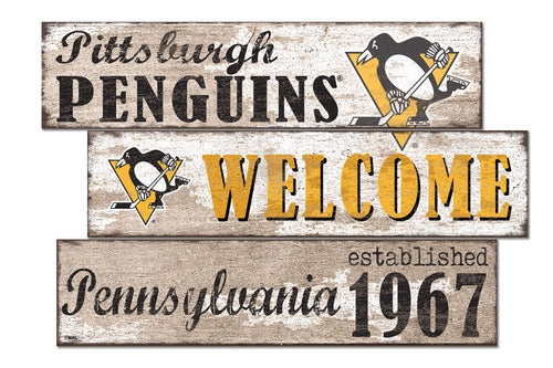 Wholesale NHL / H1027-Welcome 3 Plank / H1027-Pittsburgh Penguins