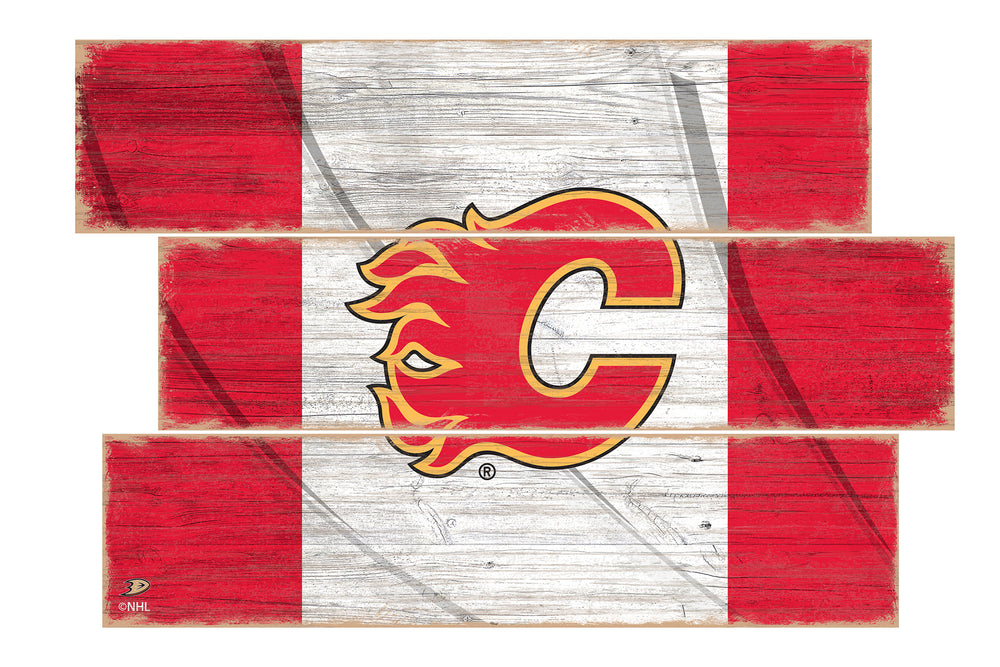 Wholesale NHL / H1028-Flag 3 Plank / H1028-Calgary Flames