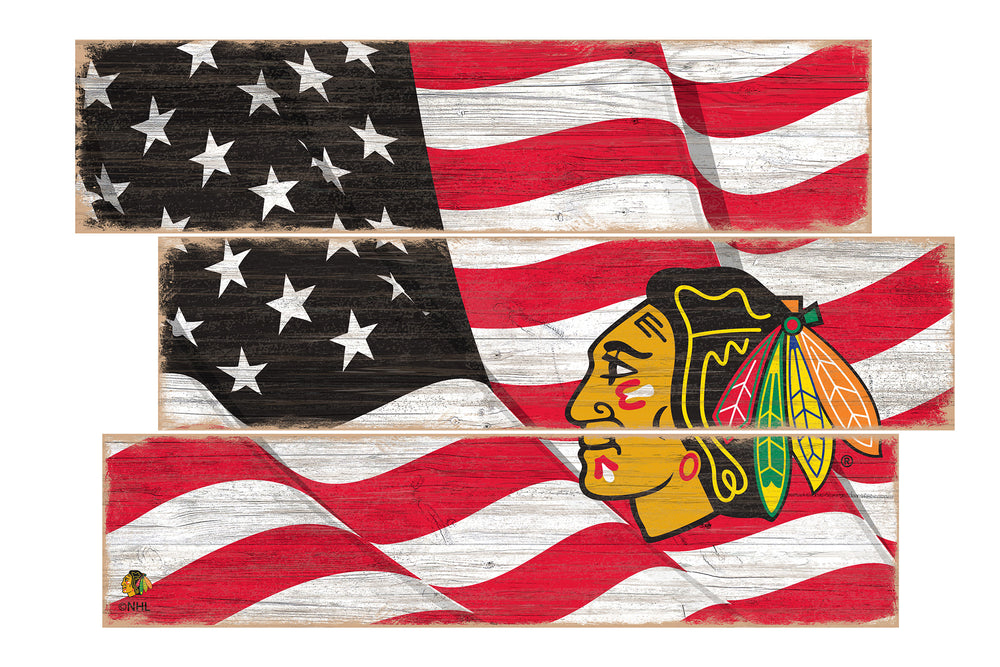 Wholesale NHL / H1028-Flag 3 Plank / H1028-Chicago Blackhawks