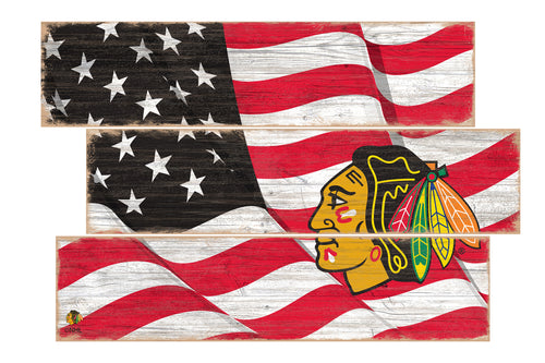 Wholesale NHL / H1028-Flag 3 Plank / H1028-Chicago Blackhawks