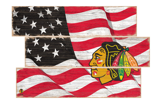 Wholesale NHL / H1028-Flag 3 Plank / H1028-Chicago Blackhawks