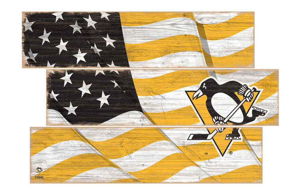 Wholesale NHL / H1028-Flag 3 Plank / H1028-Pittsburgh Penguins