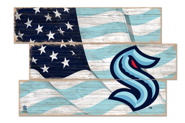 Wholesale NHL / H1028-Flag 3 Plank / H1028-Seattle Kraken