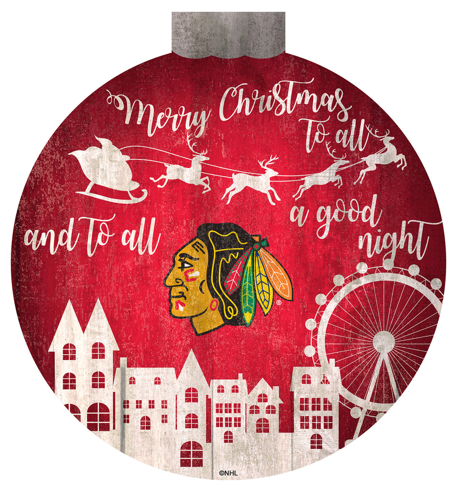 Wholesale NHL / H1033-Santa Village 12 in Wall Art / H1033-Chicago Blackhawks