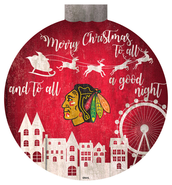 Wholesale NHL / H1033-Santa Village 12 in Wall Art / H1033-Chicago Blackhawks