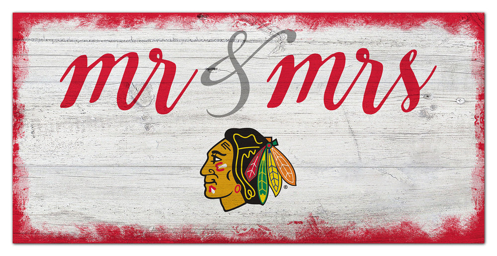 Wholesale NHL / H1074-Mr Mrs Script 6x12 / H1074-Chicago Blackhawks